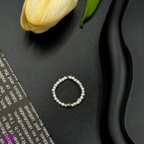 انگشتر طلا 18 عیار زنانه ناریا مدل مروارید پرورشی ننیا