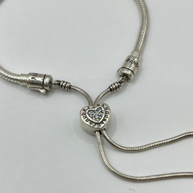 دستبند نقره زنانه پاندورا مدل Heart Slider کد 5921