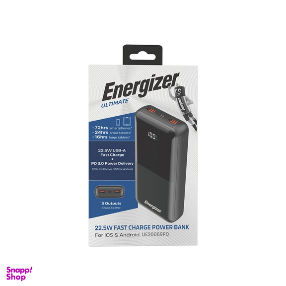 پاوربانک انرجایزر کد UE20069PQ ظرفیت 20000 میلی آمپر ساعت