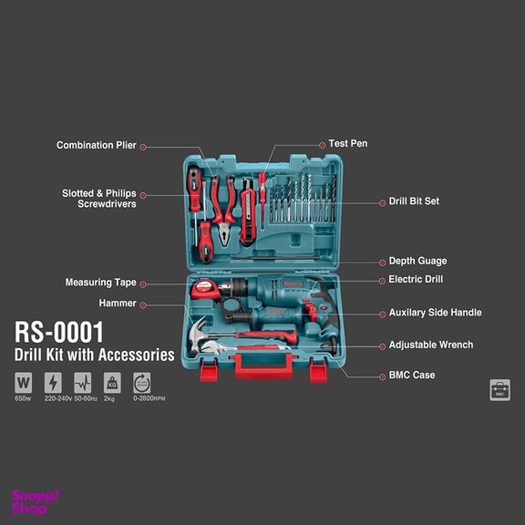 ست دریل چکشی رونیکس مدل RH-RS0001 مجموعه 22 عددی