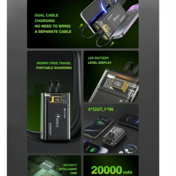 پاوربانک باوین مدل Y-PC1003 ظرفیت ۲۰۰۰۰ میلی‌ آمپر ساعت