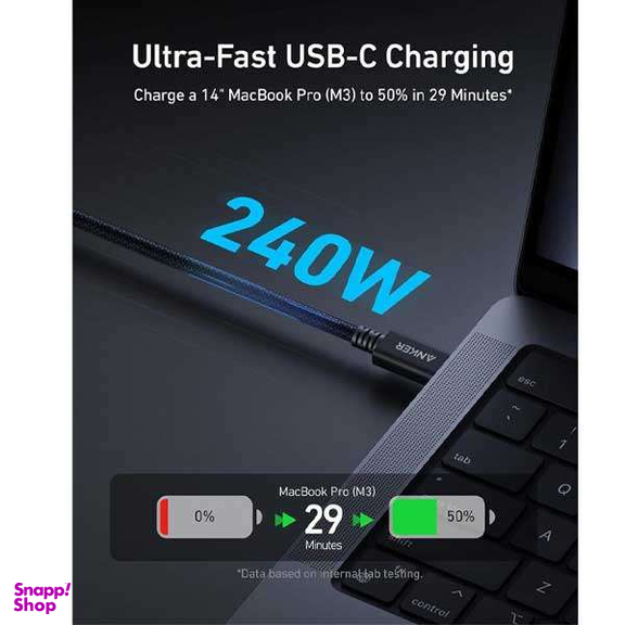 کابل Type-C انکر مدل Prime Thunderbolt 4 Cable 240W 40Gbps کد A84N0011 طول 1 متر