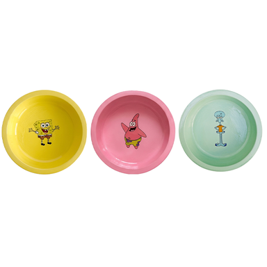 ظرف آب و غذای سگ و گربه مدل باب اسفنجی و دوستان کد 87 ست سه عددی