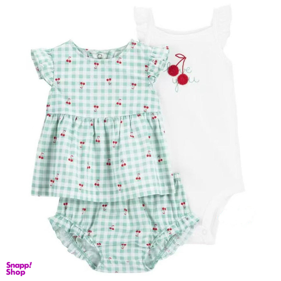 ست پیراهن و بادی و شلوارک نوزاد کد 2423