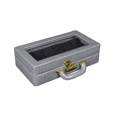 جعبه ساعت 12 خانه چرمی طرح کروکودیلی کد TW-2483