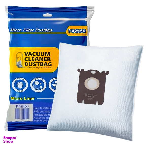 کیسه جاروبرقی روسو مدل پاکت میکرو نایلونی P3 فیلیپس کاست دار بسته 4 عددی