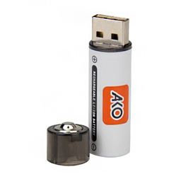 باتری قلمی شارژی آکو سری USB کد AA-01 بسته 2 عددی