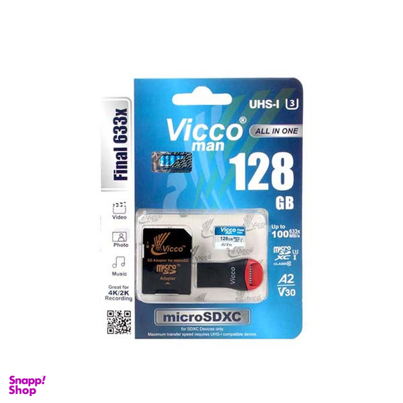 کارت حافظه micro SDXC ویکومن مدل 633X کلاس 10 استاندارد UHS-I U3 سرعت 100MBs