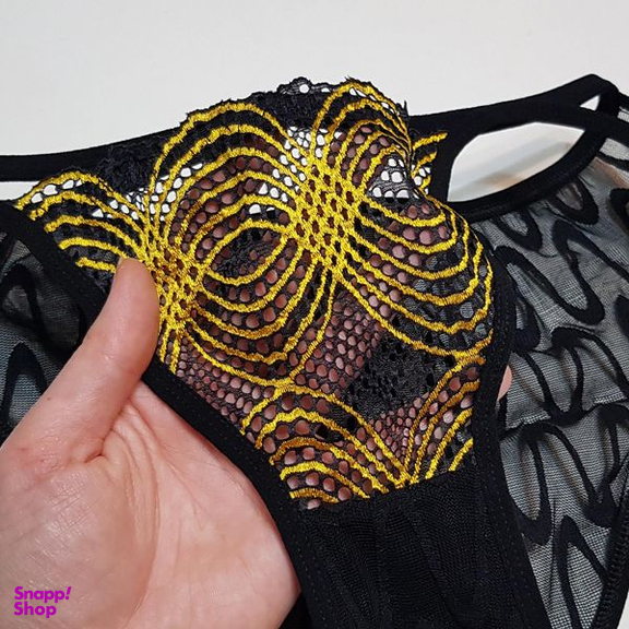 ست شورت و سوتین زنانه کارنا رز مدل فنردار گیپور هندسی کد 4874-2038-2 رنگ زرد