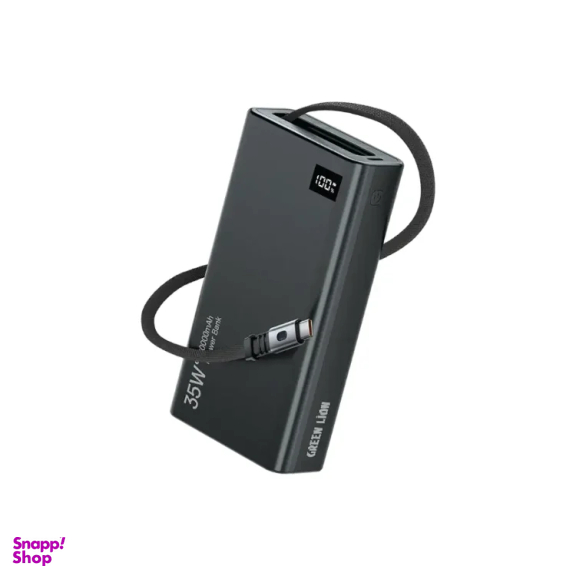 پاوربانک گرین لاین مدل Retractable GNRET35W20BK ظرفیت 20000 میلی‌ آمپر ساعت