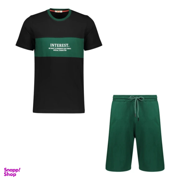 ست تیشرت و شلوارک مردانه مادر مدل هری کد AM-MA-Harry-P رنگ سبز