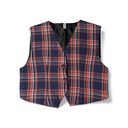 جلیقه رسمی زنانه مدل 4mavi طرح چهارخانه رنگ سرمه‌ای نارنجی