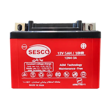 باتری موتورسیکلت 12 ولت 5 آمپر سسکو مدل کوتاه تیپ 1 کد 117