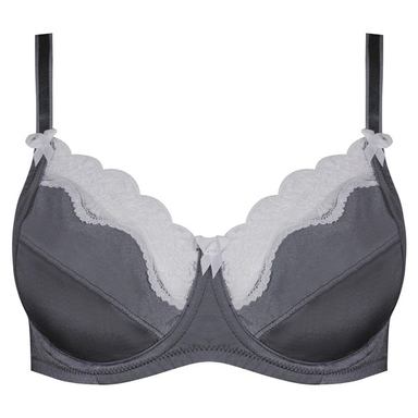 سوتین زنانه لین مدل فنردار گیپور گلدار کد 4680-608 رنگ طوسی