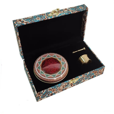 پک هدیه زعفران ستاره زعفرانیه طرح ترمه مدل اطلس