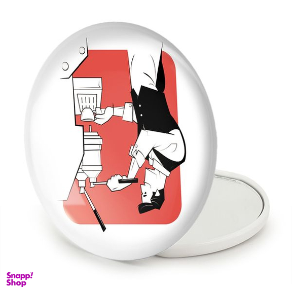 آینه جیبی خندالو طرح باریستا کافه چی مدل تاشو کد 28139