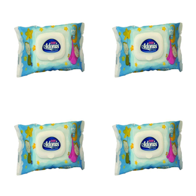 دستمال مرطوب کودک آدونیس مدل new چهار بسته 120 عددی