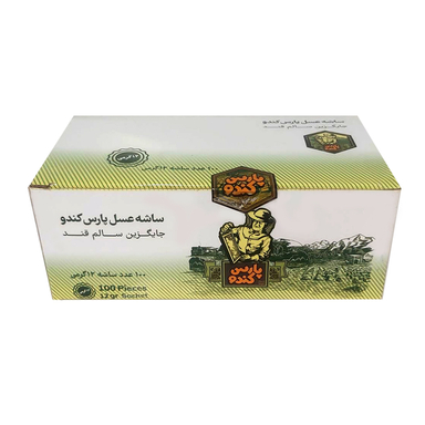 ساشه عسل پارس کندو وزن 12 گرم بسته 100 عددی
