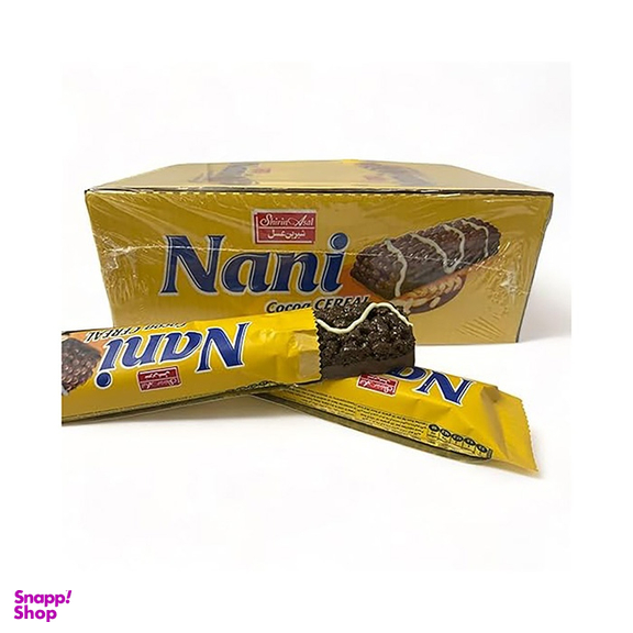 شکلات بار کاکائویی حجیم شده نانی با طعم شیری شیرین عسل وزن 25 گرم بسته 24 عددی