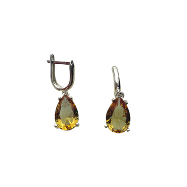 گوشواره نقره 925 عیار زنانه طرح اشک زرد کد EAR 001215