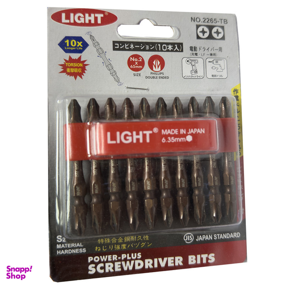سری پیچ گوشتی دو سر چهار سو لایت مدل کوتاه کد SMT-LIGHT-JAPAN-2265-TB بسته 10 عددی