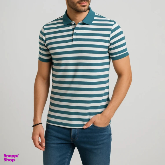 پولوشرت آستین کوتاه مردانه مدل GD-s-15119810 رنگ سفید سبز