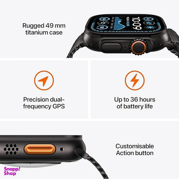ساعت هوشمند اپل مدل Ultra 2 Black Titanium Case Alpine Loop 49mm