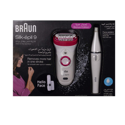 اپیلاتور براون مدل Silk-epil 9 9-538 به همراه ماشین اصلاح صورت و اپیلاتور لایه بردار براون