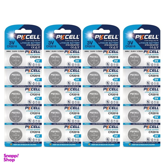 باتری سکه ای پی‌کی سل مدل CR2016 3V Lithium Manganese بسته 20 عددی
