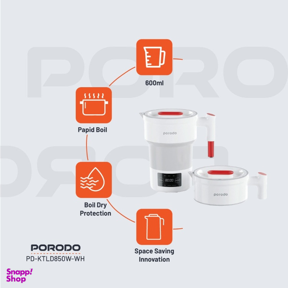 کتری برقی جمع شونده سفری پرودو مدل PD-KTLD850W-WH
