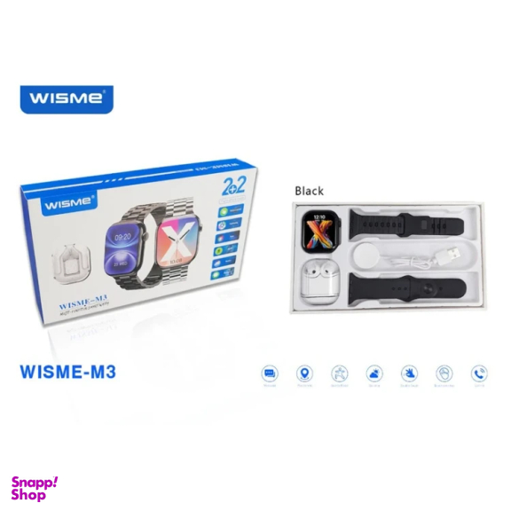 ساعت هوشمند و ایرفون بلوتوثی ویسمی مدل WISME-M3 49mm