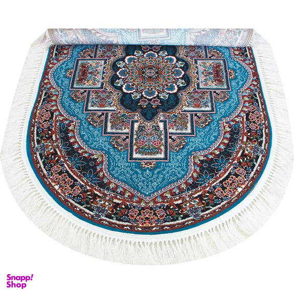 فرش ماشینی مدل بیضی طرح ناردون رنگ آبی