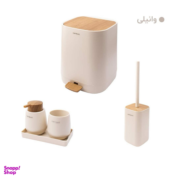 ست سرویس بهداشتی 5 پارچه میامی کنتراست مدل طرح چوب کد RM9910