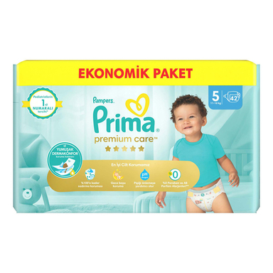 پوشک بچه پریما مدل New Premium Care سایز 5 بسته 42 عددی