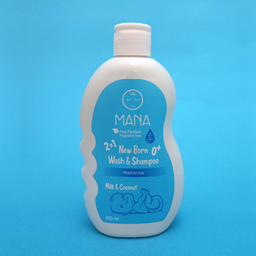 شامپو بچه سر و بدن مانا مدل پروتئین روغن نارگیل و عصاره آلوئه ورا حجم 400 میلی لیتر مجموعه 2 عددی