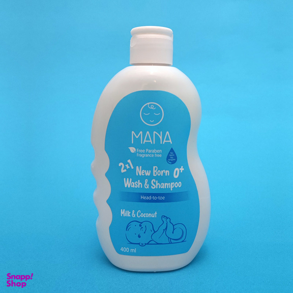 شامپو بچه سر و بدن مانا مدل پروتئین روغن نارگیل و عصاره آلوئه ورا حجم 400 میلی لیتر مجموعه 2 عددی