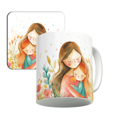 ماگ لاژید مدل مادر و کودک کد NW11 به همراه زیرلیوانی