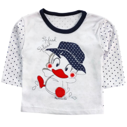 ست تیشرت آستین بلند و شلوار راحتی نوزادی مدل اردک کد 4117 رنگ سفید