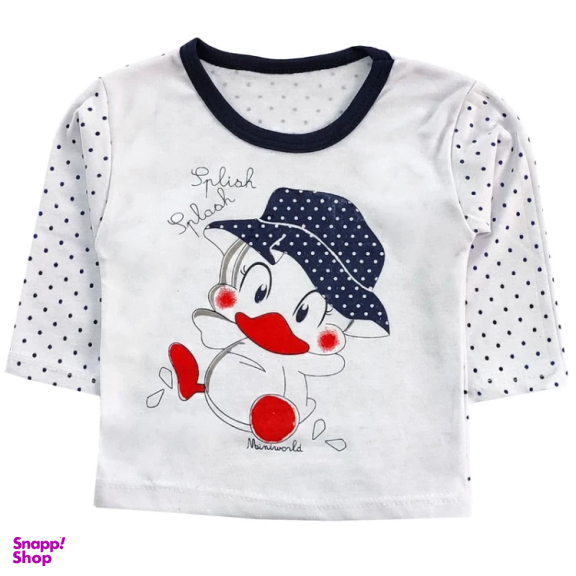 ست تیشرت آستین بلند و شلوار راحتی نوزادی مدل اردک کد 4117 رنگ سفید