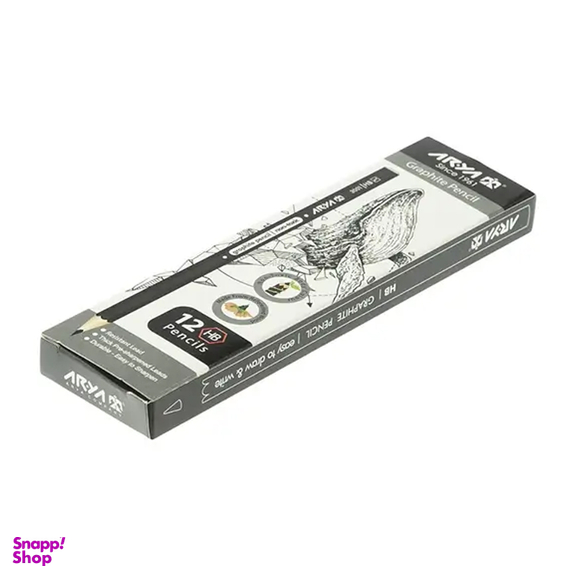 مداد آریا مدل HB بسته 12 عددی مشکی