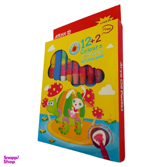 مداد شمعی 12 رنگ آریا مدل Aa