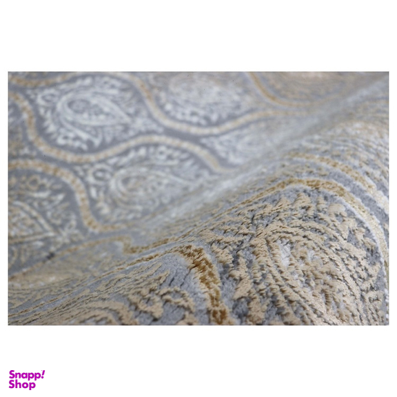 فرش گرد طرح درباری رنگ زمینه طوسی