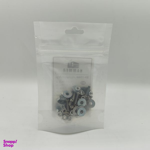 پیچ و مهره و واشر هامر مدل استوانه کد M4-15mm بسته 75 عددی
