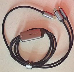 کابل تبدیل USB-C به USB-C/Lightning توکی مدل TXCYL-BS0G طول 1.2 متر
