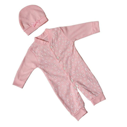 ست سرهمی و کلاه نوزادی مدل آرامیس رنگ صورتی