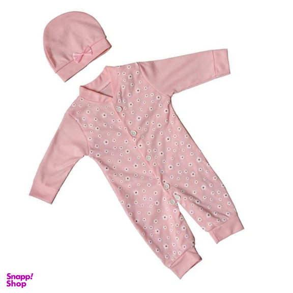 ست سرهمی و کلاه نوزادی مدل آرامیس رنگ صورتی