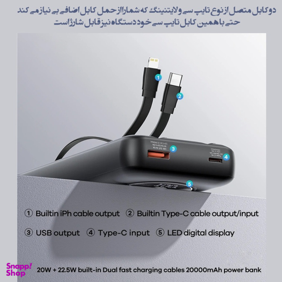 پاوربانک ریمکس مدل Fast Charge 2WAY ظرفیت 20000 میلی آمپر ساعت