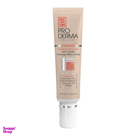 کرم دور چشم رنگی پرودرما سری Eyevest مدل Anti Wrinkle Spf 30 حجم 20 میلی لیتر