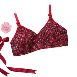 سوتین دانتل دونه اناری طرح گل ریز باراد کد 5421