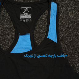 ست تاپ و شلوارک و اسکارف ورزشی مردانه کد 1604 رنگ مشکی آبی